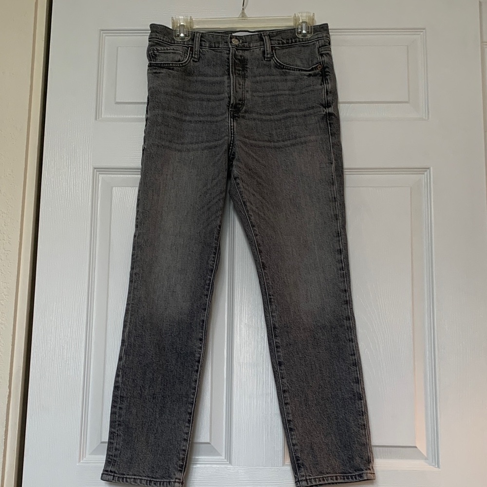Women’s MNG Mango Gisele Button-Fly Gray Straight-Leg Jeans Size 6